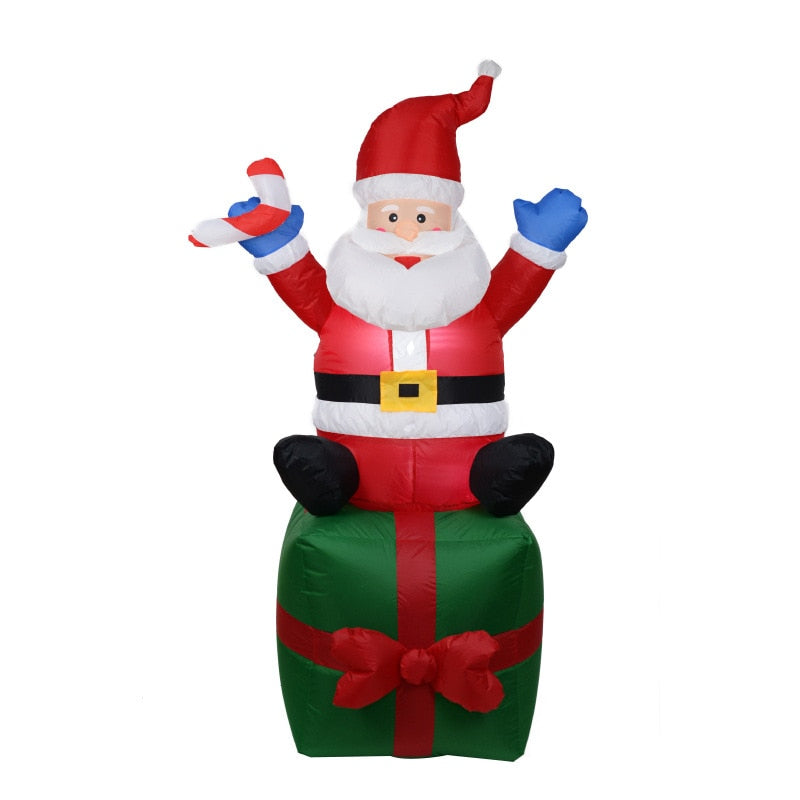 MrY 1.8m Giant Santa Claus Mascot LED Lighted Inflatable Toys with Pump Christmas Halloween Party Props Yard Garden Deco Blow Up