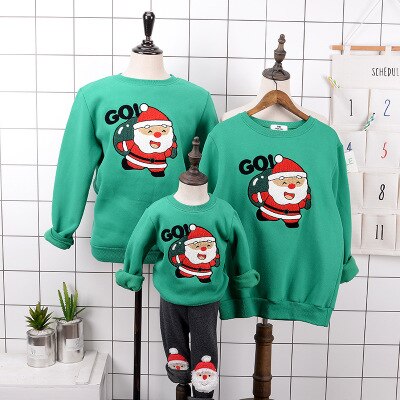 Cosplay winter christmas plus velvet sweater Santa Claus elk Sweatshirt family clothing Hoodies Christmas costumes kids adult