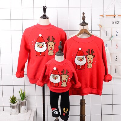 Cosplay winter christmas plus velvet sweater Santa Claus elk Sweatshirt family clothing Hoodies Christmas costumes kids adult