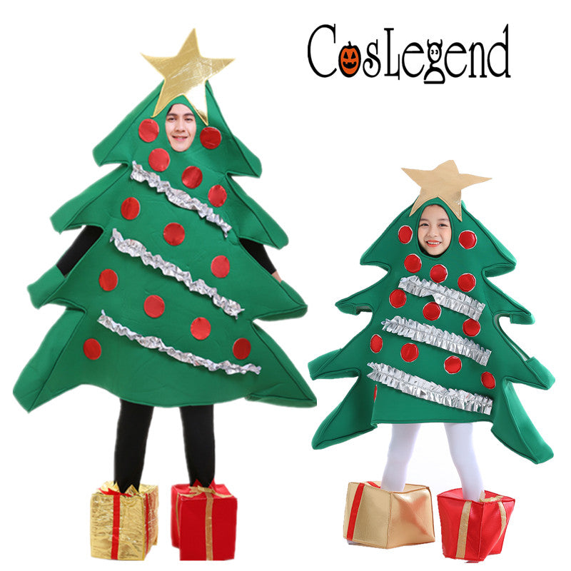 Adult and Child Christmas Tree Cosplay Costume Halloween Christmas and New Year Family Party Costume
