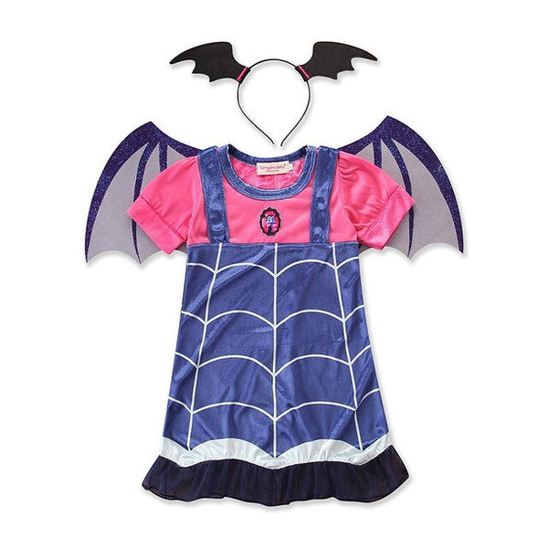 Baby Girls Maleficent Vampire Vampirina Chidren Minnie Mickey Mouse Dress Kids Halloween Christmas Birthday Clothes and Headwear