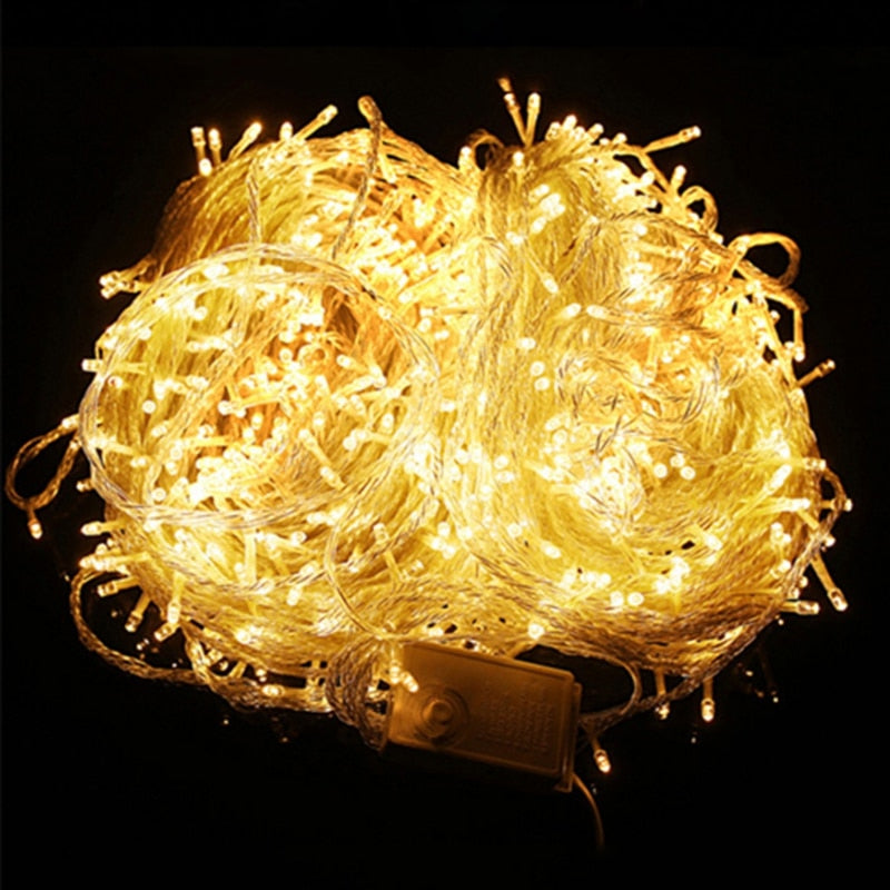 100M 600 LED Christmas Light Outdoor Waterproof EU Plug 220V Fairy String Light For Garland Wedding Party Holiday Decoration
