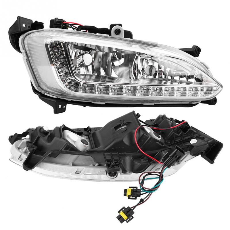 1 Pair 12V Car Daytime Running Light DRL Fog Lamp Cover for Hyundai Santa Fe/IX45 2013-2015 High Quality