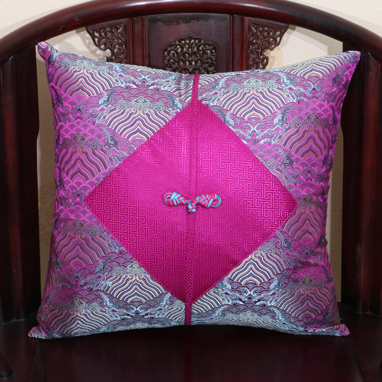 Patchwork Chinese knot Natural Mulberry Silk Pillow Case Luxury Christmas Chair Covers for Cushions Ethnic Couch Pillows Covers