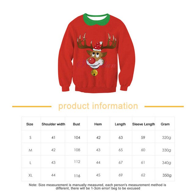 3D Printed Hoodie Sweatshirt Pullover Christmas Costume Gift for Women Men Family Christmas Sweater 2019