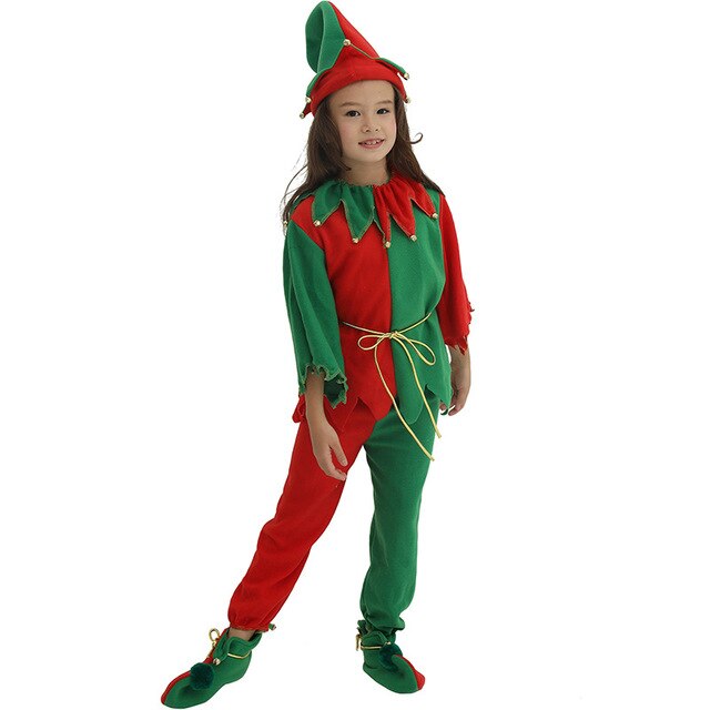 2019 Women Men Boy Girl Christmas Santa Claus Costume Kids Adults Family Green Elf Cosplay Costumes Carnival Party Supplies