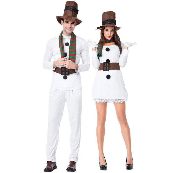 Christmas Ugly Snowman Costume Family Santa Mr & Mrs Couple Outfit Fancy X-mas Outfit For Men & Women With Hat Scarf Belt Set