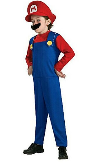 Super Mario Cosplay Costumes Children family Funy Luigi Bros Plumber Purim Costume Fancy Dress Christmas party