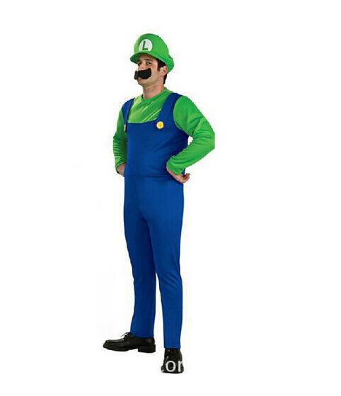 Super Mario Cosplay Costumes Children family Funy Luigi Bros Plumber Purim Costume Fancy Dress Christmas party