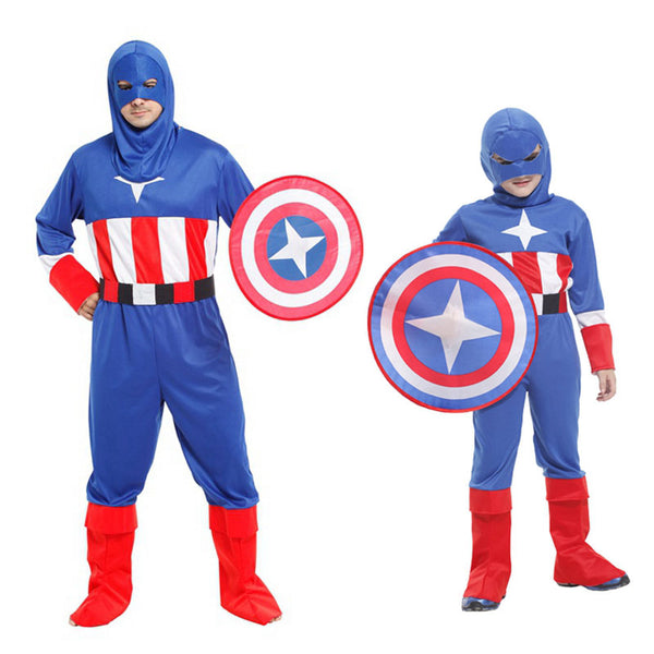 Umorden Captain America Costume Super Hero Cosplay Family Halloween Christmas Purim Carnival Costumes for Men Boys