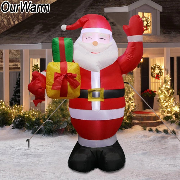 OurWarm Inflatable Santa Claus Night Light Figure Outdoor Garden Toys Christmas Party Decorations New Year 2019 150cm US EU Plug