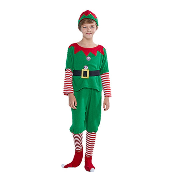 Eraspooky 2019 Green Christmas Elf Costume Dress Adult Santa Claus Cosplay Family Matching Clothes Kids New Year Party Outfit