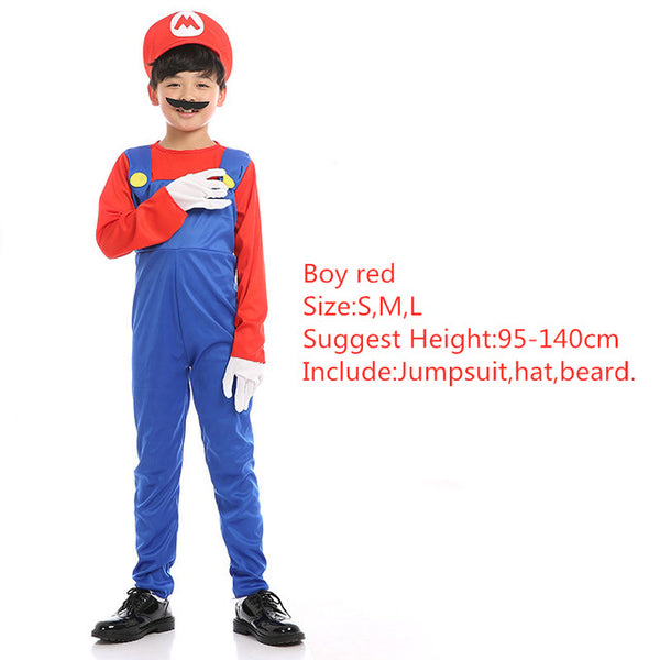 Halloween Super Mario Bros Cosplay Costume Family Matching Clothes Luigi Mario Costume Children Cosplay Christmas Party Wear