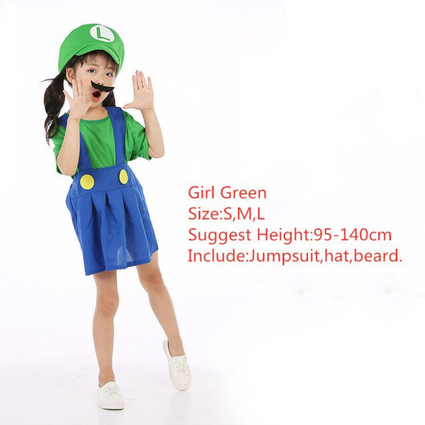 Halloween Super Mario Bros Cosplay Costume Family Matching Clothes Luigi Mario Costume Children Cosplay Christmas Party Wear