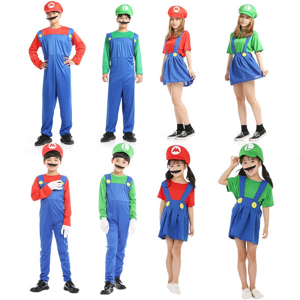 Cosplay Super Mario Costume Luigi Bros Cosplay Anime Clothes Jumpsuit Sets Halloween Christmas Family Party Super Mario Cos