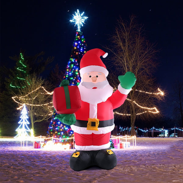 2.4m Inflatable Christmas Santa Claus with Built-in White Light Outdoors Christmas Decorations for Home Yard Garden AC100-240V