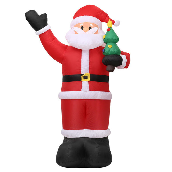 2.4m Inflatable Christmas Santa Claus with Built-in White Light Outdoors Christmas Decorations for Home Yard Garden AC100-240V