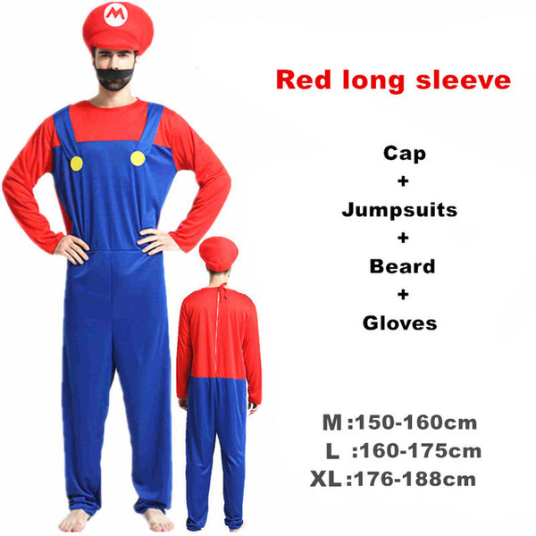 Adult Halloween Super Mario Costumes Cosplay Children family Funy Luigi Bros Plumber Purim Costume Fancy Christmas party Dress