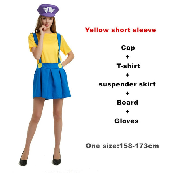 Adult Halloween Super Mario Costumes Cosplay Children family Funy Luigi Bros Plumber Purim Costume Fancy Christmas party Dress