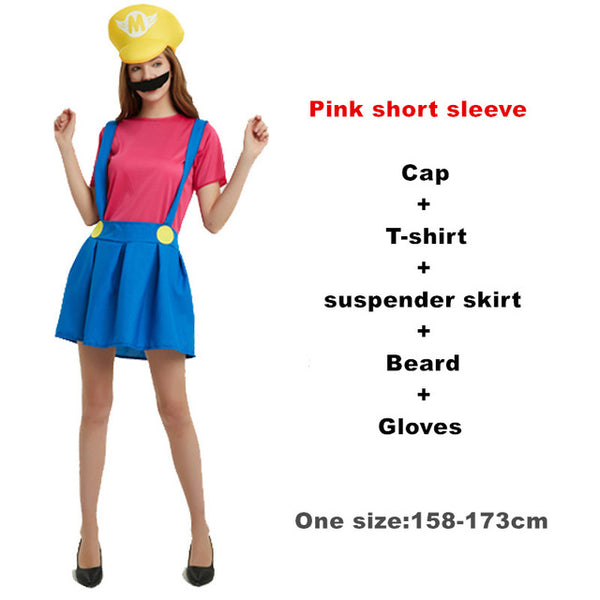 Adult Halloween Super Mario Costumes Cosplay Children family Funy Luigi Bros Plumber Purim Costume Fancy Christmas party Dress