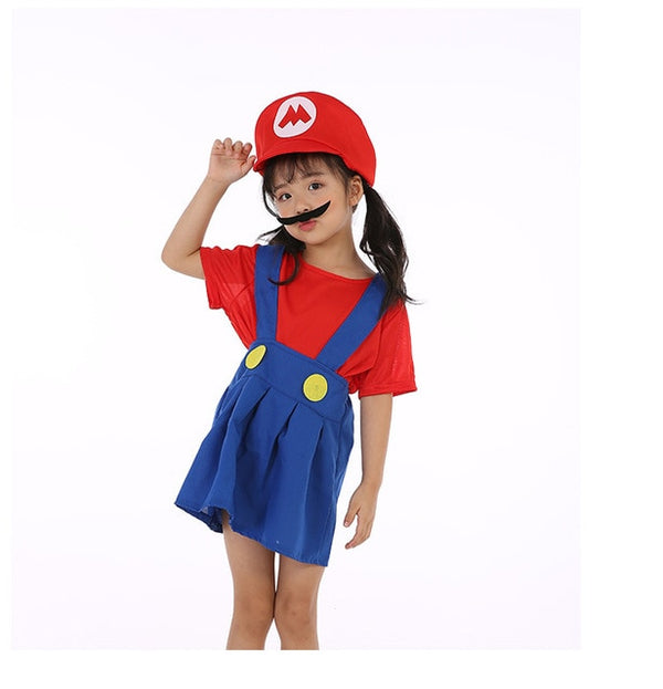 2019 Adult Super Mario Cosplay Costumes Children Family Funy Luigi Bros Plumber Purim Costume Fancy Dress Christmas Party