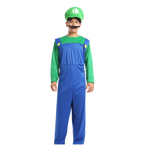 2019 Adult Super Mario Cosplay Costumes Children Family Funy Luigi Bros Plumber Purim Costume Fancy Dress Christmas Party