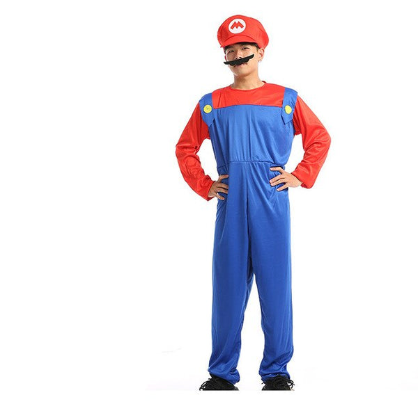 2019 Adult Super Mario Cosplay Costumes Children Family Funy Luigi Bros Plumber Purim Costume Fancy Dress Christmas Party