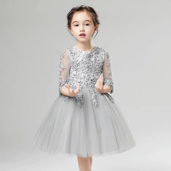 2019 New Highend Elegant Girls Children's Princess Lace Dresses Half sleeves Christmas Clothes Wedding Birthday Party Dress