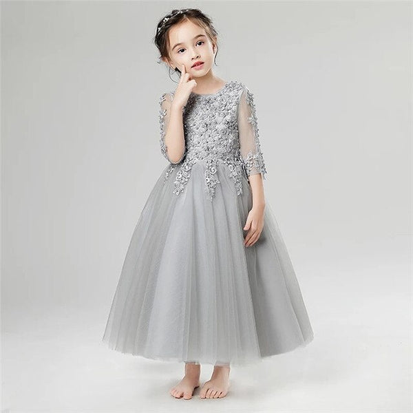 2019 New Highend Elegant Girls Children's Princess Lace Dresses Half sleeves Christmas Clothes Wedding Birthday Party Dress