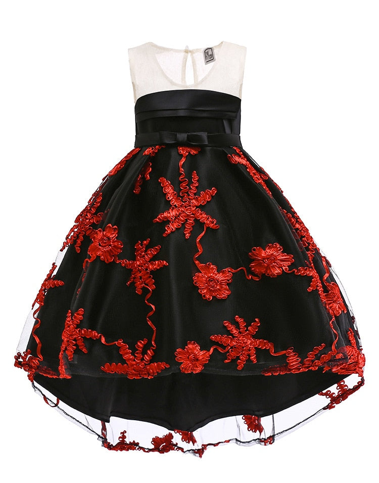 Wedding girls Boutique trumpet dress Princess birthday party lace dress Children's Christmas clothes tank dress[Yelaumoky]