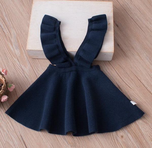 2019 Girls Knitted Simple Overalls Dress Multi Color Princess Fall Ruffles Sweater Dress Holiday Party Christmas Clothes