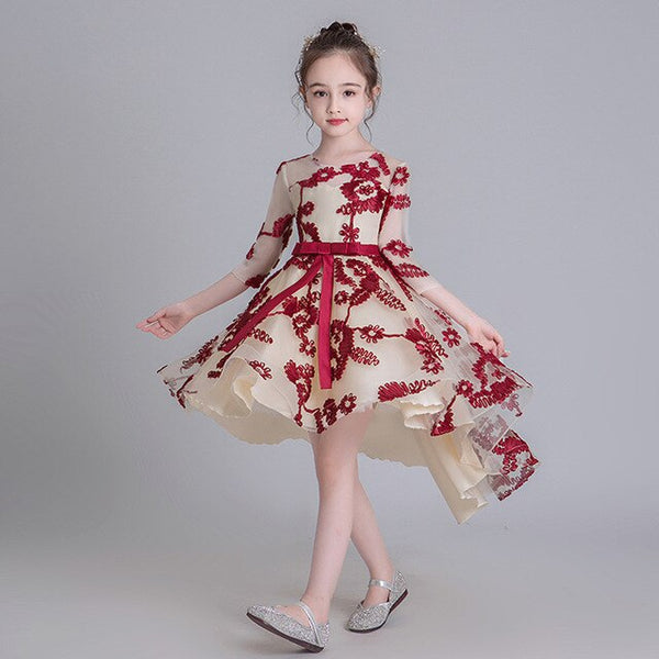 Half Sleeves Puffy Little Girls Dresses Kids Princess Wedding Ball Gowns Teen Party Dress Children Clothing Christmas Clothes