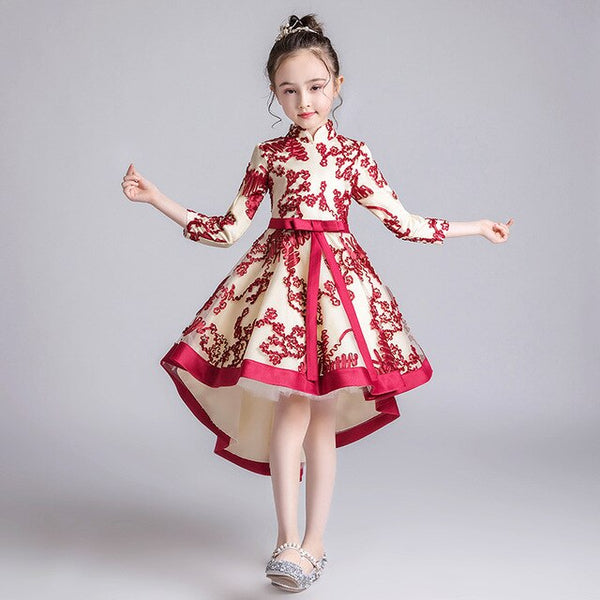 Half Sleeves Puffy Little Girls Dresses Kids Princess Wedding Ball Gowns Teen Party Dress Children Clothing Christmas Clothes