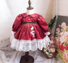 Spanish autumn and winter cotton dress Turkish rust red dress Embroidered long sleeve dress Princess dress Christmas clothes