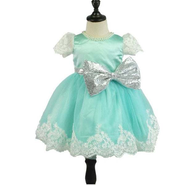 New High quality baby lace princess dress for girl elegant 1 year birthday party dress lace sequin bow girl's christmas clothes