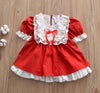 Roimyal wholesale girl dress lace pactchwork short puff sleeve ball gown Sweet Princess dress Christmas Performance clothes 1-5Y