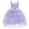 Elegant princess baby girls party dress for wedding mesh bow shoulder children dresses for girl Christmas children clothes