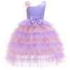 Elegant princess baby girls party dress for wedding mesh bow shoulder children dresses for girl Christmas children clothes