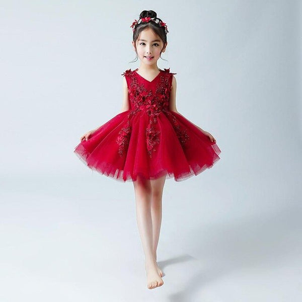 2019 Baby Girls Elegant Princess Wedding Party Dresses Kids Girls Christmas Trailing Vestido Children Clothes Mesh Prom Gown Q18