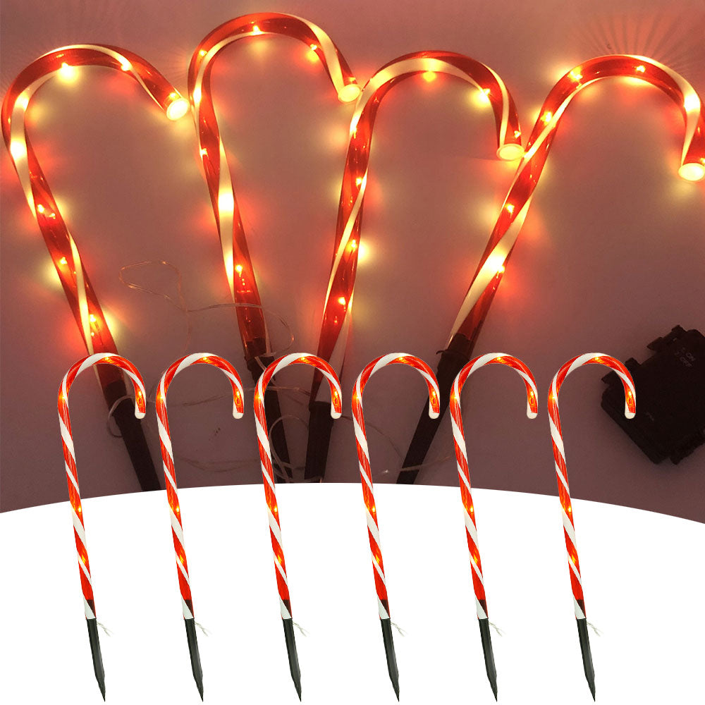 10pcs Christmas Light Pathway Candy Cane Walkway Light 110V Stakes Street Lamp Outdoor Garden Yard New Year's Decoration Lamp