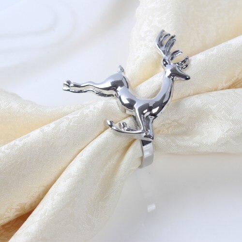 Free Shipping Christmas Deer Napkin Ring Gold/silver Napkin Buckle Hotel Wedding Party Table Decoration Accessories