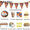 93pcs/set Blocks Theme Party Paper Plate Cup Napkin Banner Straw Tablecloth Kid Birthday Party Decor Supply Disposable Tableware