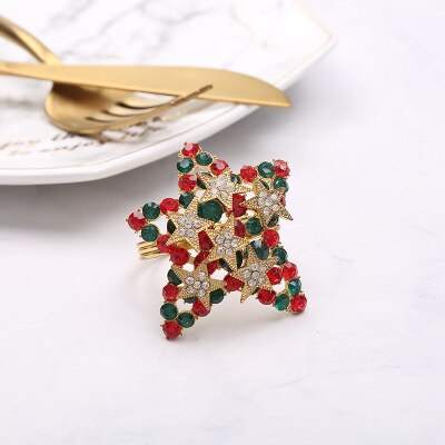 50/PCS new Christmas metal napkin clasp creative gold star napkin ring hotel napkin ring mouth loop