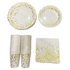 Gold Dot Disposable Cups Paper Plates Napkins Set 200 PCS Service for 50 Guest Holiday Christmas party