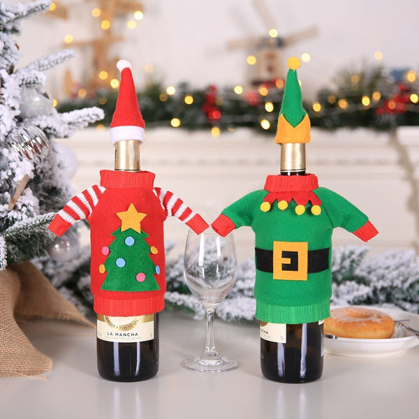 Christmas Wine Bottle Cover Kit Wine Decorative Cover Set Xmas Party Holiday Dinner Table Decorations