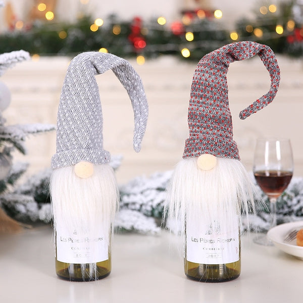 Long Hat Doll Wine Bottle Covers Christmas Decorative Bottle Topper Festival Dinner Table Decorations