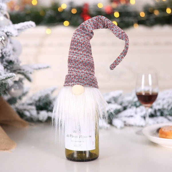 Long Hat Doll Wine Bottle Covers Christmas Decorative Bottle Topper Festival Dinner Table Decorations