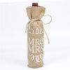 100pcs Christmas Natural Jute Wine Bottle Covers Gift Bags Blind Packaging Hessian Linen Pouch Wedding Red Wine Champagne Bag