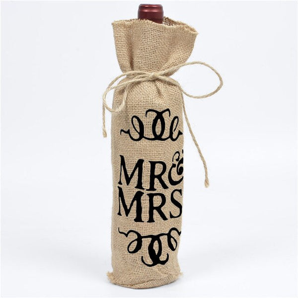 100pcs Christmas Natural Jute Wine Bottle Covers Gift Bags Blind Packaging Hessian Linen Pouch Wedding Red Wine Champagne Bag