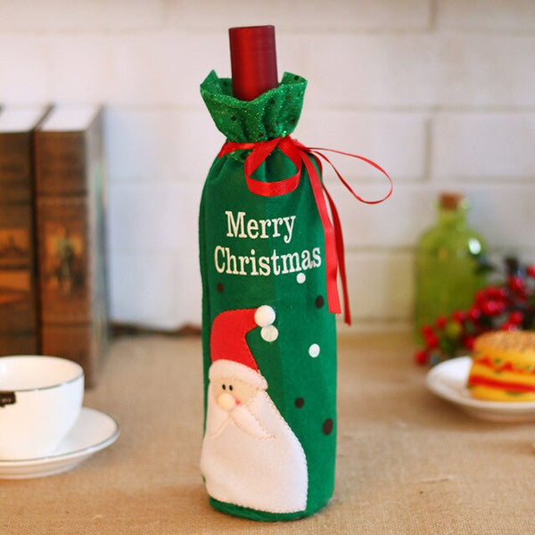 50pcs/lot Christmas Decoration for Home Wine-bottle Cover Xmas Table Layout Supply Gift Bag Santa Claus Direct Supply Wholesale